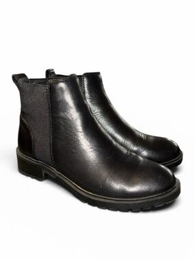 Steve Madden Black Leopoldo Leather Ankle Bootie -Size 7